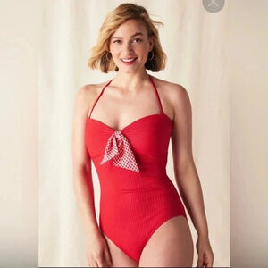 Matilda Jane Poolside Party retro red swimsuit NWT halter style size XXL